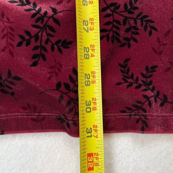 Style & co Woman’s Velvet Floral Long Sleeve Collared Button Up Burgundy-1X - Picture 7 of 9